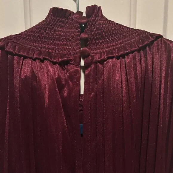 Nanette by Nanette Lepore Pleated Maroon Cocktail Dress Size 4 Elegant Party - Picture 7 of 11